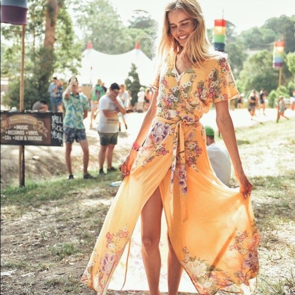 Spell Blue Skies Maxi Wrap Dress. - Picture 2 of 7